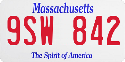 MA license plate 9SW842