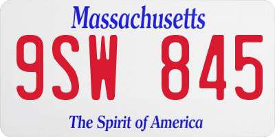 MA license plate 9SW845