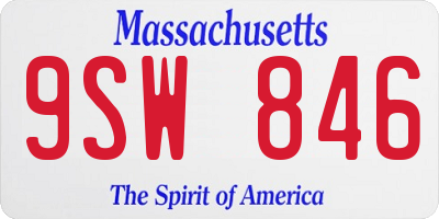 MA license plate 9SW846