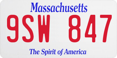 MA license plate 9SW847