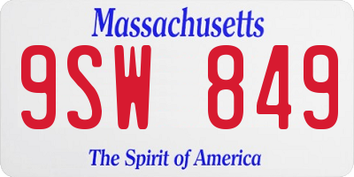MA license plate 9SW849