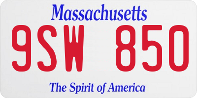 MA license plate 9SW850