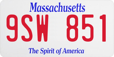 MA license plate 9SW851