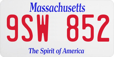MA license plate 9SW852