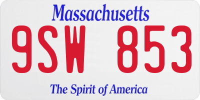 MA license plate 9SW853