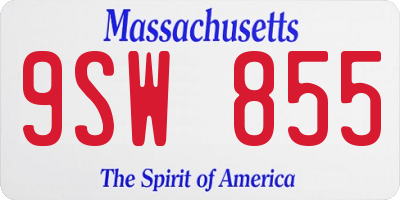 MA license plate 9SW855