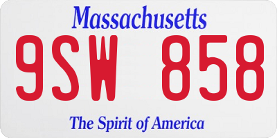 MA license plate 9SW858