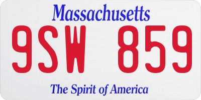 MA license plate 9SW859