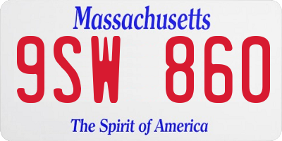 MA license plate 9SW860