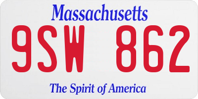 MA license plate 9SW862
