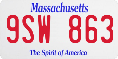 MA license plate 9SW863
