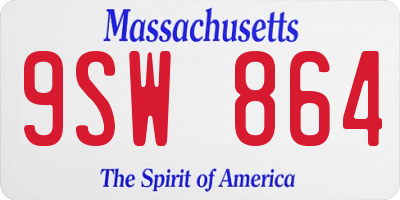 MA license plate 9SW864