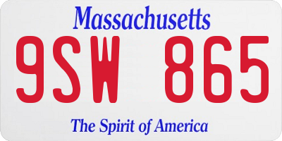 MA license plate 9SW865