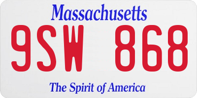 MA license plate 9SW868