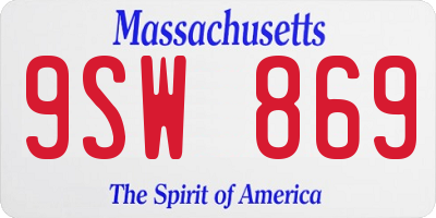 MA license plate 9SW869