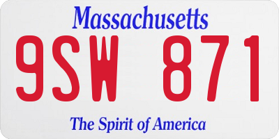MA license plate 9SW871