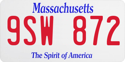 MA license plate 9SW872