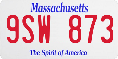 MA license plate 9SW873