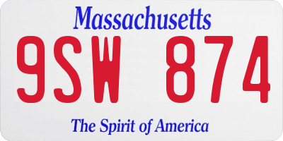 MA license plate 9SW874
