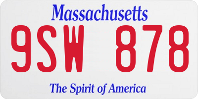 MA license plate 9SW878