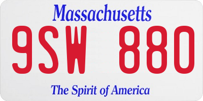 MA license plate 9SW880