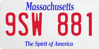 MA license plate 9SW881