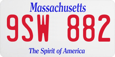 MA license plate 9SW882