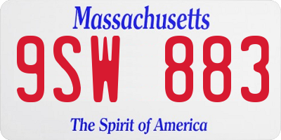 MA license plate 9SW883