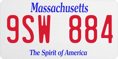 MA license plate 9SW884