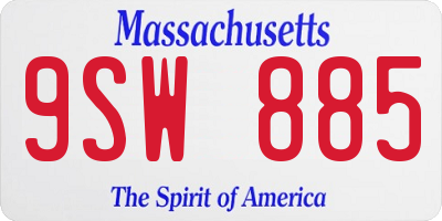 MA license plate 9SW885