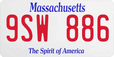 MA license plate 9SW886