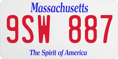 MA license plate 9SW887