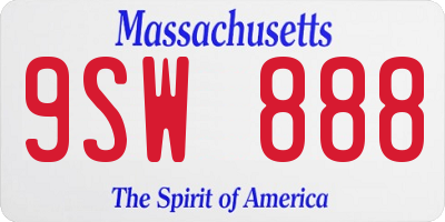 MA license plate 9SW888