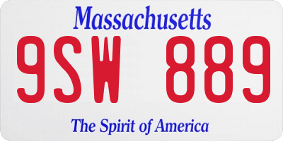 MA license plate 9SW889