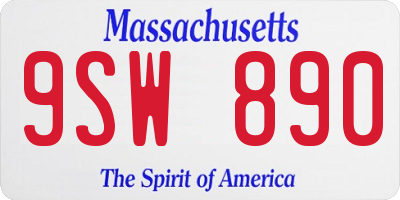 MA license plate 9SW890