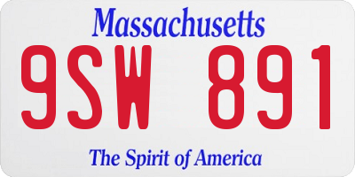 MA license plate 9SW891
