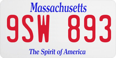 MA license plate 9SW893