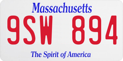 MA license plate 9SW894
