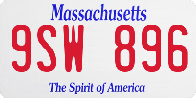 MA license plate 9SW896