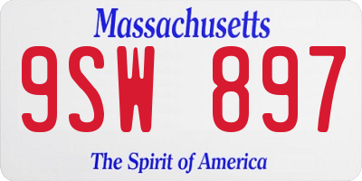 MA license plate 9SW897