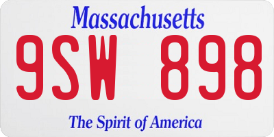 MA license plate 9SW898