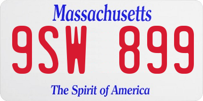 MA license plate 9SW899