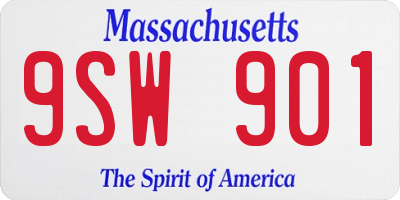 MA license plate 9SW901