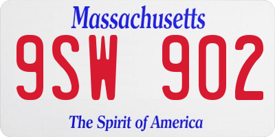 MA license plate 9SW902