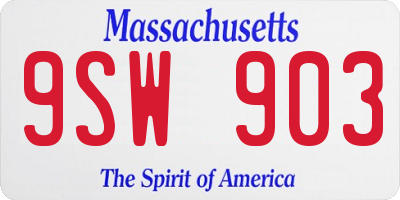 MA license plate 9SW903