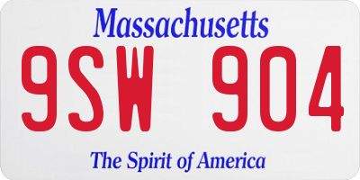 MA license plate 9SW904