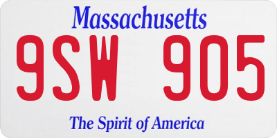 MA license plate 9SW905