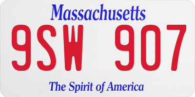 MA license plate 9SW907