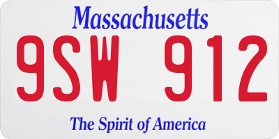 MA license plate 9SW912