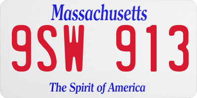 MA license plate 9SW913